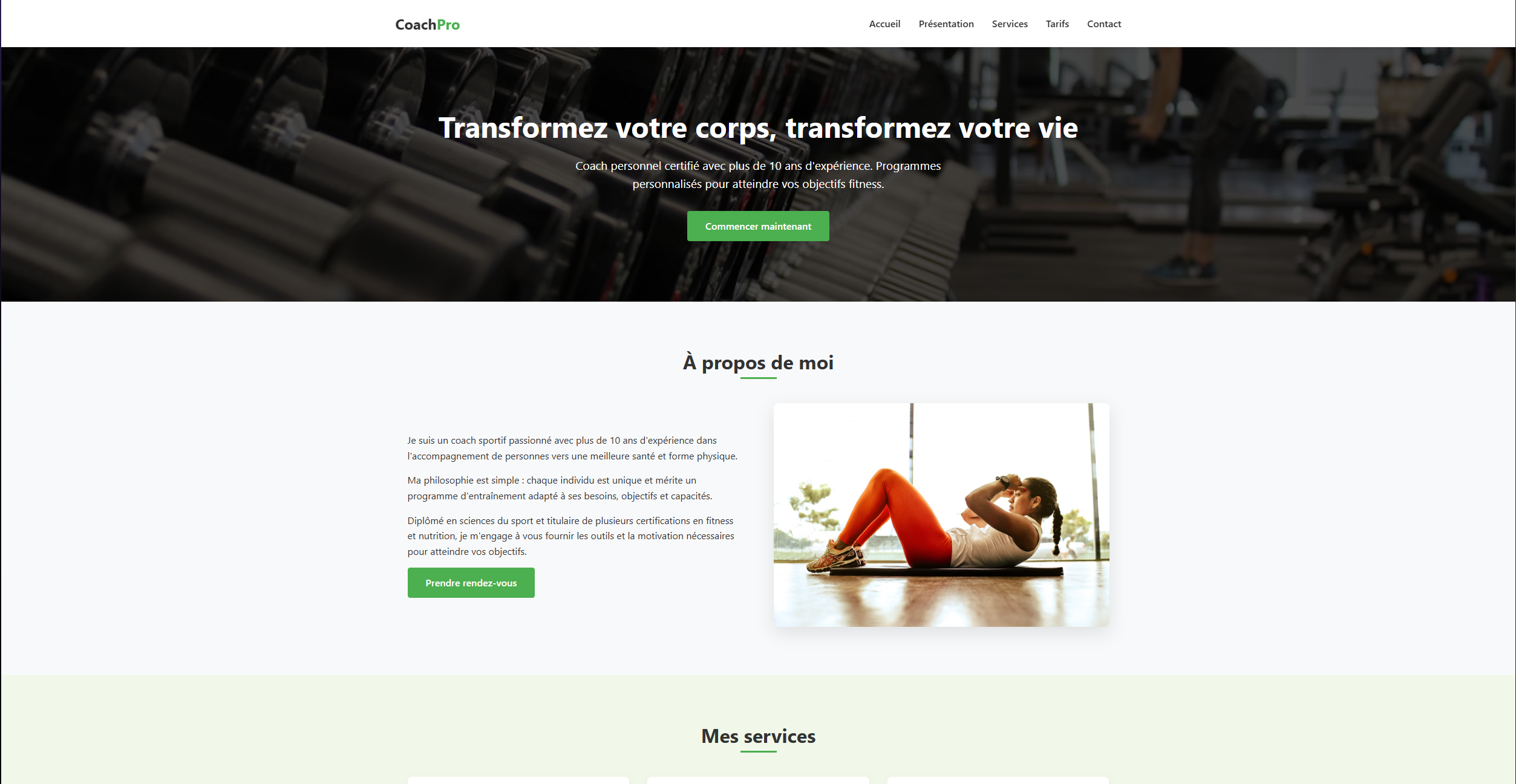 Site web moderne avec design épuré