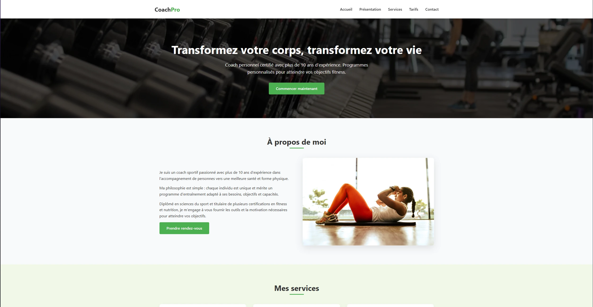 Site web moderne avec design épuré